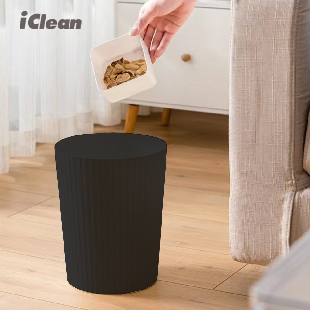 GlobalHouse ICLEAN ถังขยะไม่มีฝาทรงกลม 6 ลิตร รุ่น B917156 ขนาด 19.5×19.5×28 ซม. สีดำ สินค้าของแท้คุณภาพดี
