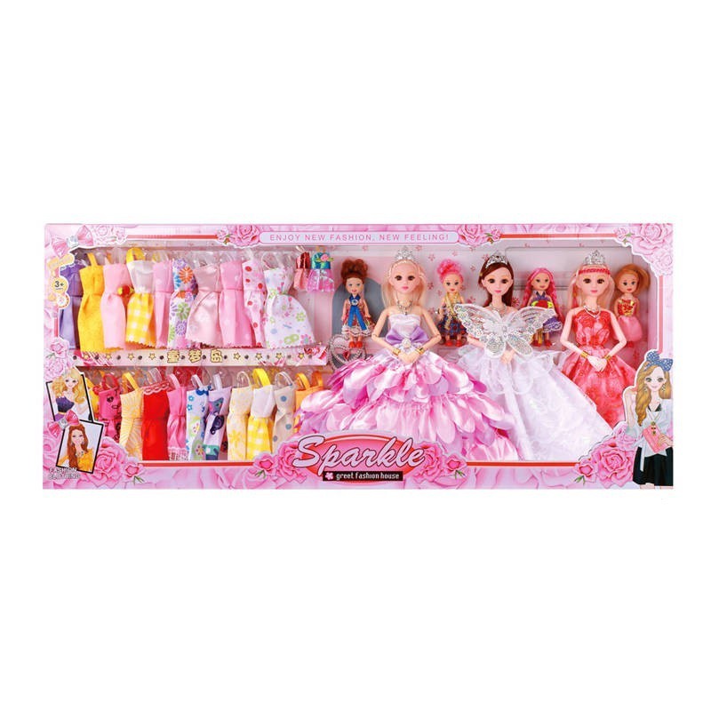 ชุดกล่องตุ๊กตาบาร์บี้เจ้าหญิง ขนาดใหญ่ เหมาะกับของขวัญวันเกิด ของเล่นสําหรับเด็กผู้หญิง งานแต่งงาน ปราสาท บ้านตุ๊กตาจําลอง SO9OML