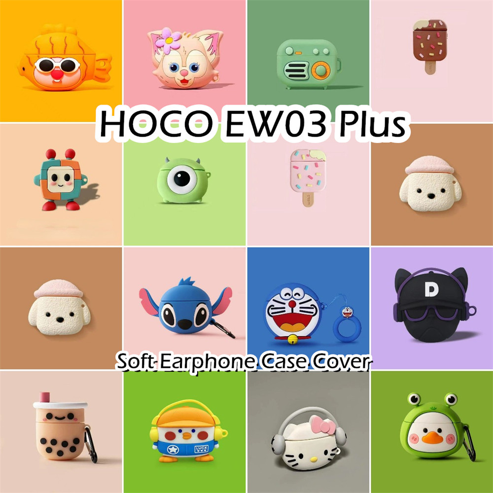 สําหรับ HOCO EW03 Plus Case การ์ตูนสร้างสรรค์จัดแต่งทรงผมซิลิโคนอ่อนนุ่มหูฟังกรณีปลอก NO.2