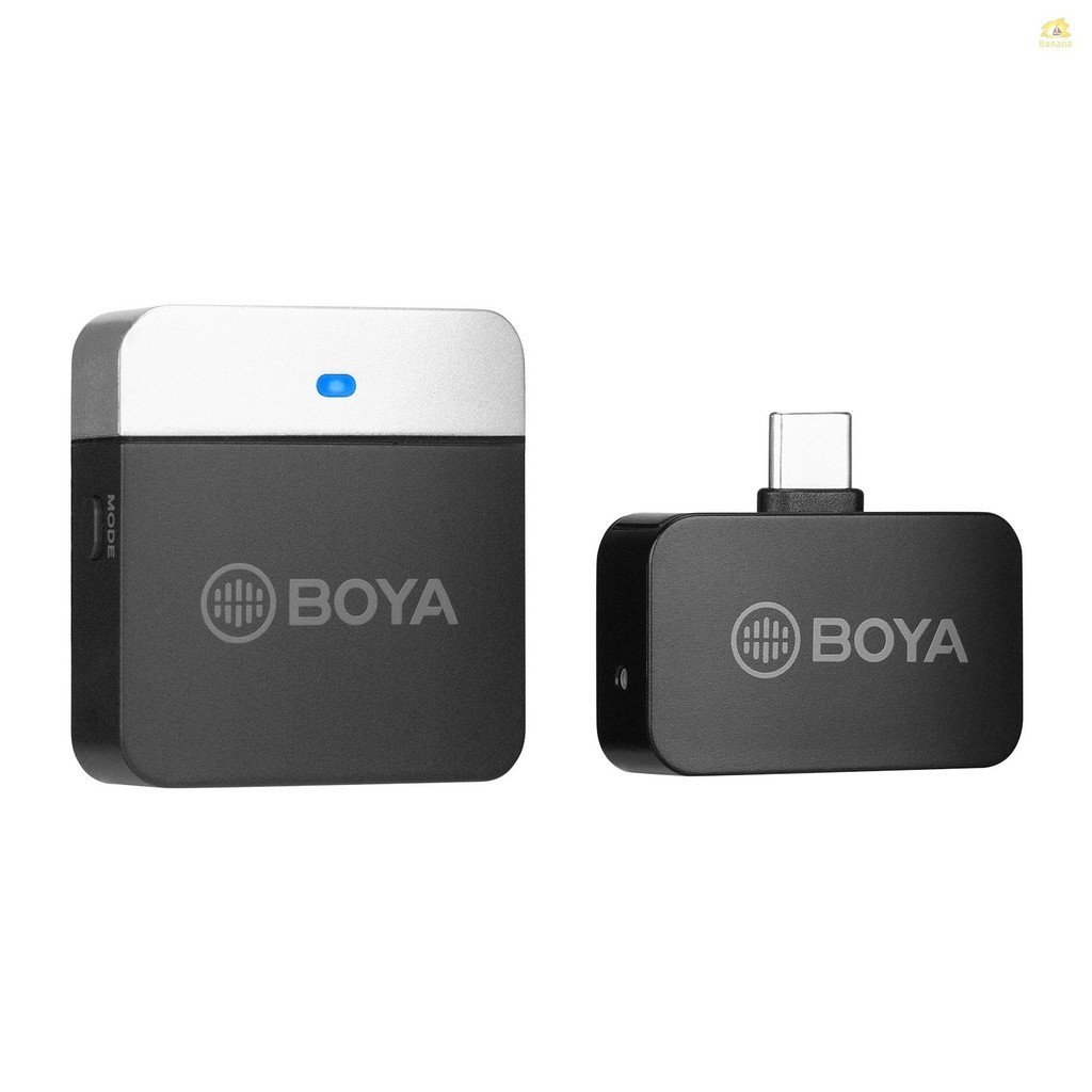 Boya BY-M1LV-U เครื่องส่งสัญญาณระบบไมโครโฟนไร้สาย 2.4GHz และตัวรับสัญญาณไมโครโฟนบันทึกเสียง ขนาดเล็ก พร้อมพอร์ต Type-C แบบเปลี่ยน สําหรับสมาร์ทโฟน แท็บเล็ต บันทึกเสียง Vlog ถ่ายทอดสด V