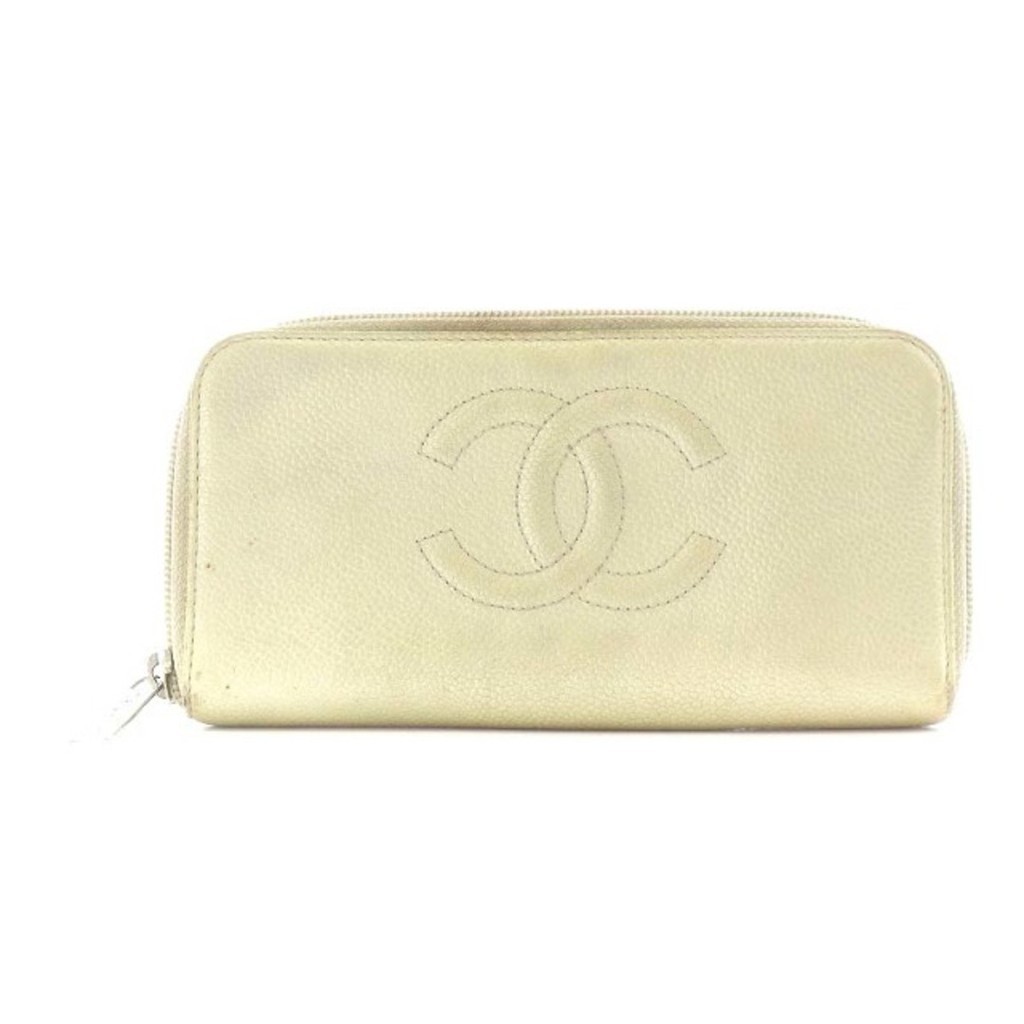 กระเป๋าสตางค์ Chanel Coco Mark Caviar Skin ยูนิตที่ 10 สีเขียว ส่งตรงจากญี่ปุ่น มือสอง
