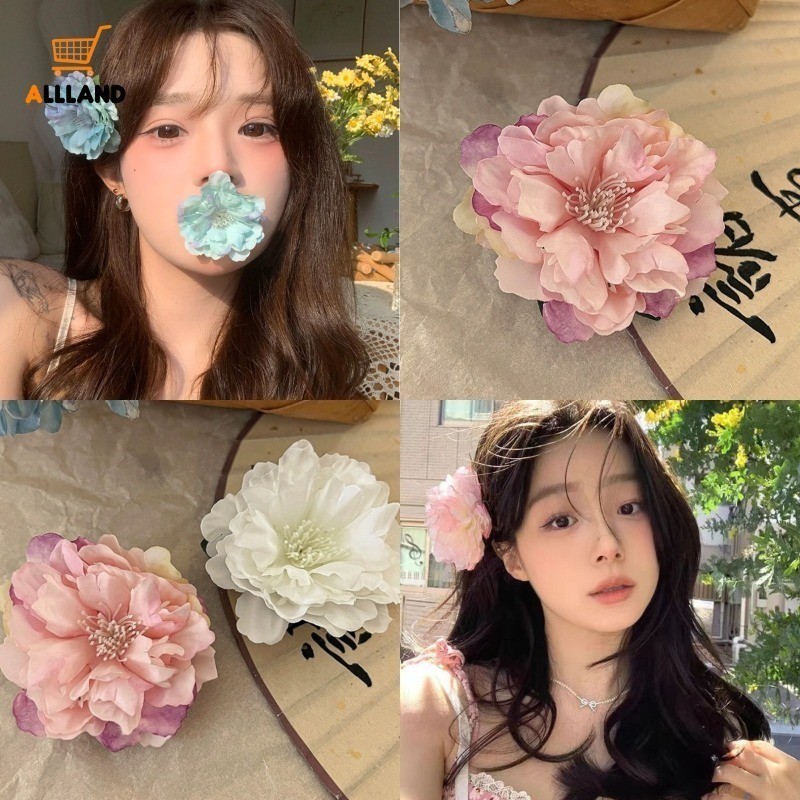 กิ๊บติดผม รูปดอกคามิเลียน่ารัก สีฟ้า หรูหรา สีสันสดใส เครื่องประดับ สําหรับผู้หญิง จํานวน 1 ชิ้น