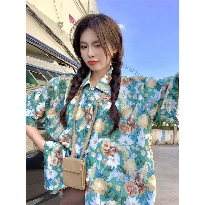 เสื้อเชิ้ต KOKO w312 ลายดอกกุหลาบ แขนสั้นสไตล์ฮาวาย thumbnail 7