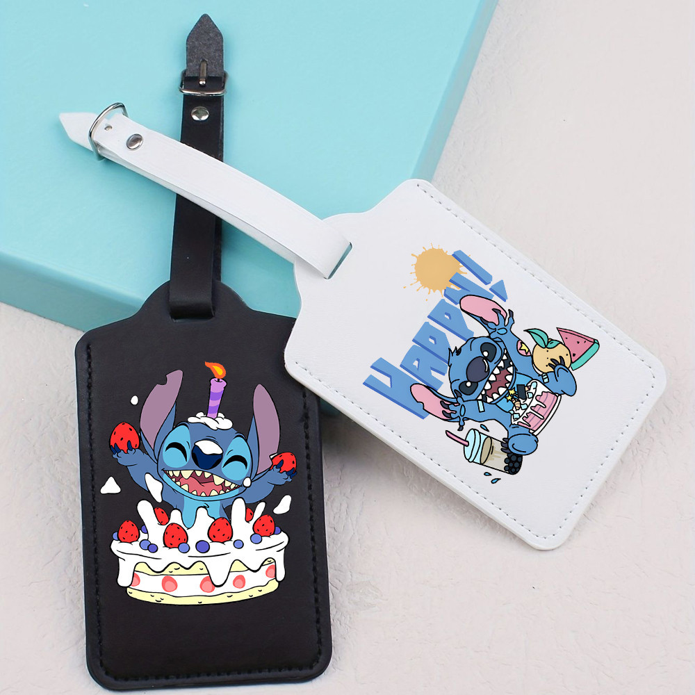 Enjoy Life ป้ายแท็กกระเป๋าเดินทาง หนัง PU พิมพ์ลาย Stitch พรีเมี่ยม เพื่อความเป็นส่วนตัว
