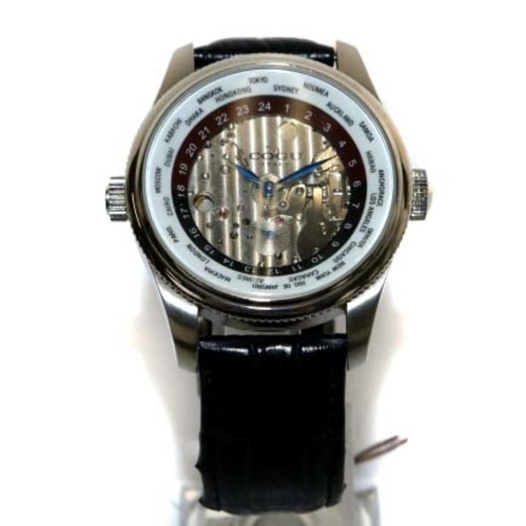 Cog COGU นาฬิกาข้อมืออะนาล็อก 2 มือ สายหนัง ด้านหลัง สีดํา ส่งตรงจากญี่ปุ่น
