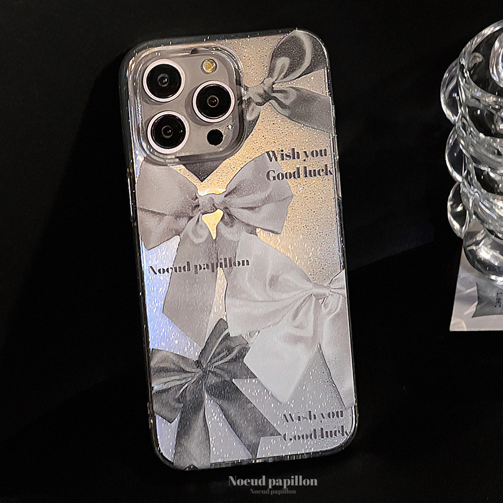เคสโทรศัพท์มือถือซิลิโคน tpu ใส กันกระแทก ประดับโบว์กลิตเตอร์ สําหรับ apple iphone 11 12 13 14 15 pro max plus