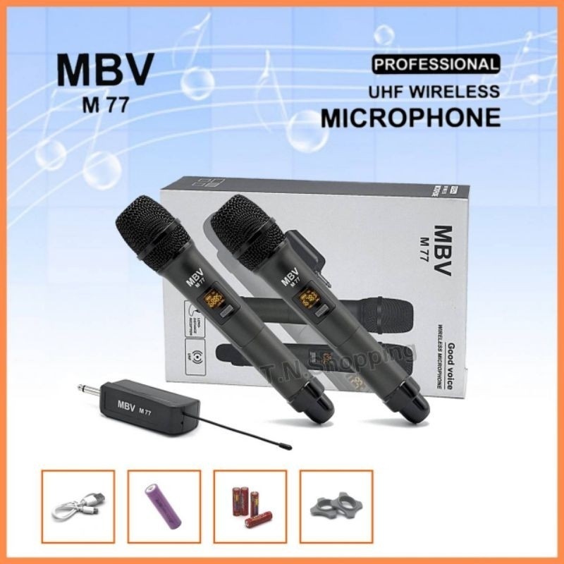 ไมค์พกพา MBV  ไมค์ลอยเดี่ยว (รุ่น M7) ไมค์ลอยคู่ (รุ่น M77) ​ แบบพกพา ชุดรับ-ส่งไมโครโฟนไร้สาย