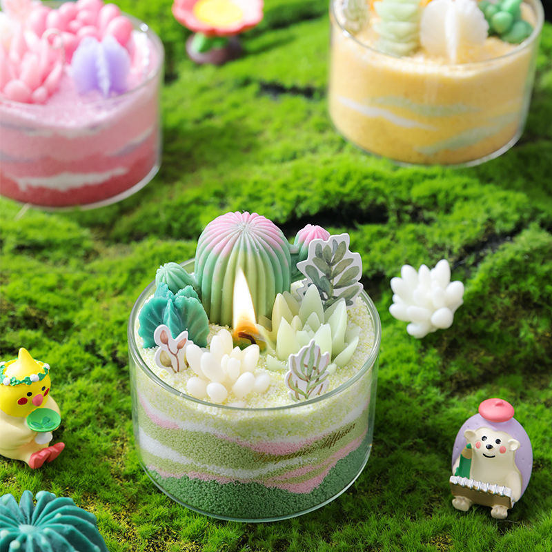 เทียนหอม Art Sand Painting Series Succulents รูปทรงกระบองเพชร
