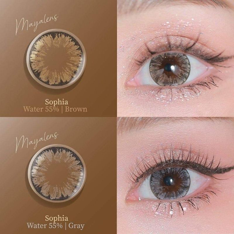 คอนแทคเลนส์(โตกลาง) 💖 Sophia 💖 ค่าอมน้ำ55% สวยฉ่ำมากก Mayalens วัสดุ MPC ลดอาการตาแห้ง