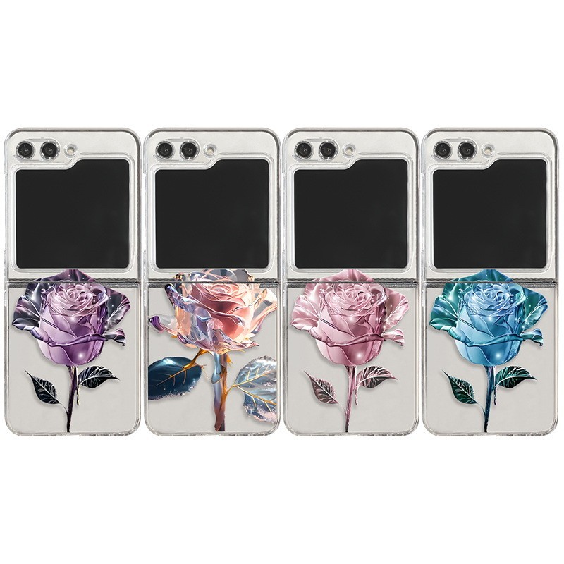 2-in-1 เคสโทรศัพท์มือถือ กันน้ํา ลายดอกกุหลาบ สําหรับ Samsung Z Flip 4 Z Flip5 ZFlip5 Z Flip 4 Z Fli