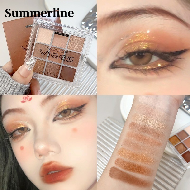 พาเลทอายแชโดว์ ชิมเมอร์ กลิตเตอร์ ประกายมุก สีม่วง สีฟ้า ติดทนนาน 9 สี