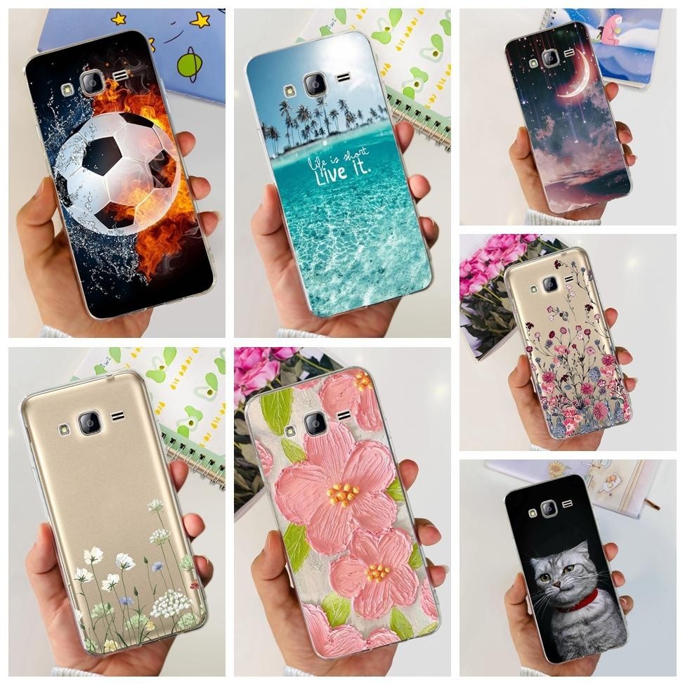 เคสโทรศัพท์มือถือ TPU ใส กันกระแทก ลายดอกไม้ แมวน่ารัก แฟชั่น สําหรับ Samsung J3 2016 J320F Galaxy J3 2016