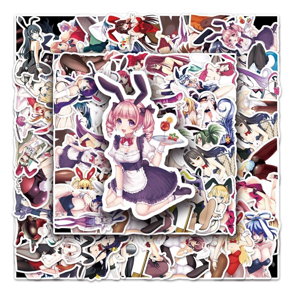 💥พร้อมส่ง💥ผ่าพิภพไททัน สติกเกอร์ไดคัท WAIFU กันน้ำลายการ์ตูนอะนิเมะ sex Bunny Girl 50แผ่น sticker