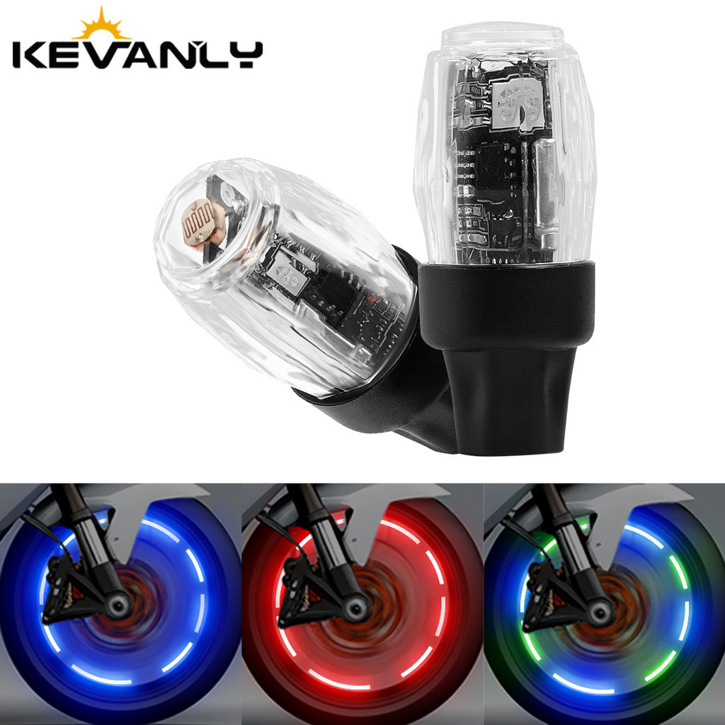 ฝาครอบวาล์วไฟนีออน LED RGB สําหรับติดล้อรถยนต์ รถจักรยานยนต์ จํานวน 2 ชิ้น