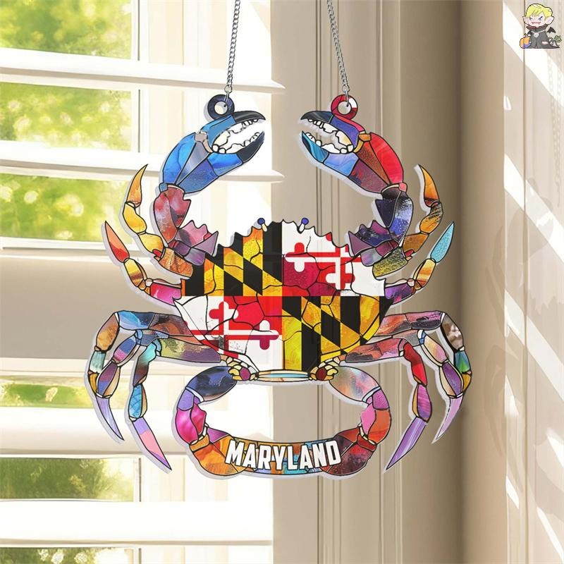 [CLA] Maryland Crab Charms Maryland Flag อะคริลิคแขวนป้าย MD Crab Wall Art Decor ความแปลกใหม่ Maryla