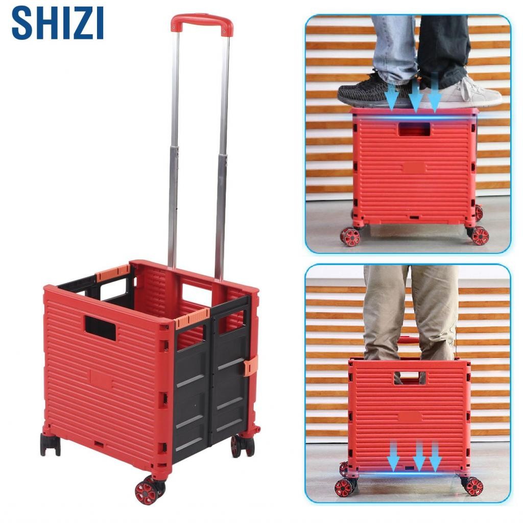 ShiZi Cart Utility Cart Rod Pull Telescopic Quiet การเคลื่อนที่ 80 กิโลกรัม 177lb แบริ่งลังล้อพกพาสำ