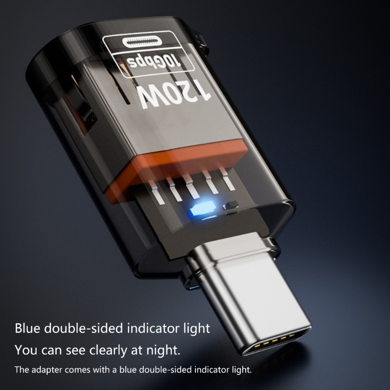 TOOLBOX Type-C ชายไปยัง USB A หญิงแปลงสนับสนุน PD 120W การถ่ายโอนข้อมูลการชาร์จ USB C Extender ตัวบ่งชี้ OTG A