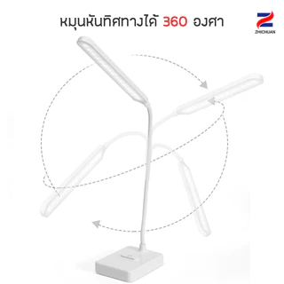 ZHICHUANG โคมไฟตั้งโต๊ะ โคมไฟอ่านหนังสือ LED ไฟมินิมอล มีแบตเตอรี่ในตัว ปรับแสงได้3สี รี่แสงได้