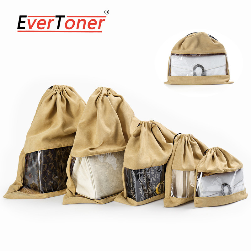 Evertoner Flannelette กระเป๋าถุงเก็บฝุ่นโปร่งใส Breathable Moisture Proof Enclosed Luxury Drawstring ชุดชั้นในชุดชั้นในกระเป๋า