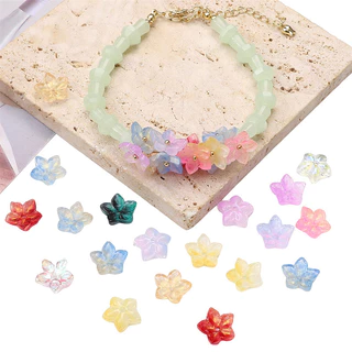 10ชิ้น/ถุง13x12มิลลิเมตรดอกไม้แก้วลูกปัดไล่โทนสีสีชี้ดอกไม้ลูกปัดเสน่ห์เครื่องประดับ ทําเอง ออกแบบสร้อยข้อมือสร้อยคอ