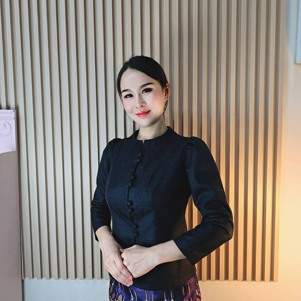 A01 เสื้อไหม 2เส้น ซับผ้ากาวอย่างดี ทรงคอไลลา แขนยาว (มี 14เฉดสี) ชุดดำ ไว้ทุกข์ พระราชพิธี