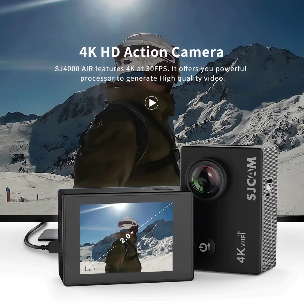 【SZ1】 SJCAM SJ4000 AIR wifi กล้องแอคชั่น(4K) กล้องติดหมวกกล้องแอคชั่นกันน้ำได้ลึกถึง 30 เมตร thumbnail 3
