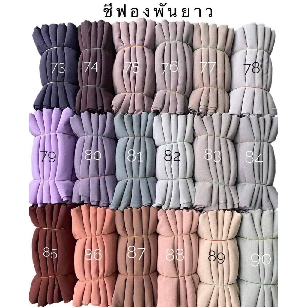 ชีฟองพันยาว ชีฟองมาเลขนาด  75*180 ผ้าพัน ชีฟอง