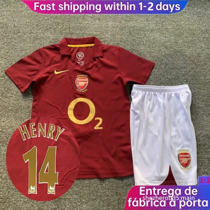 ชุดเสื้อฟุตบอล Arsenal Home สไตล์เรโทร สําหรับเด็ก 2005-06
