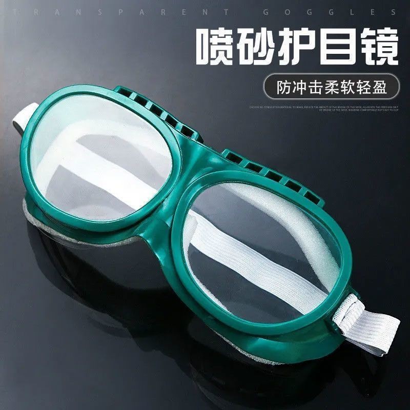 เลนส์แก้วแว่นตาโปร่งใส Splash-Proof อุตสาหกรรมกันฝุ่นขี่จักรยาน Wind-Proof ขัดป้องกันแรงงานแว่นตาฟองน้ําสีเขียว