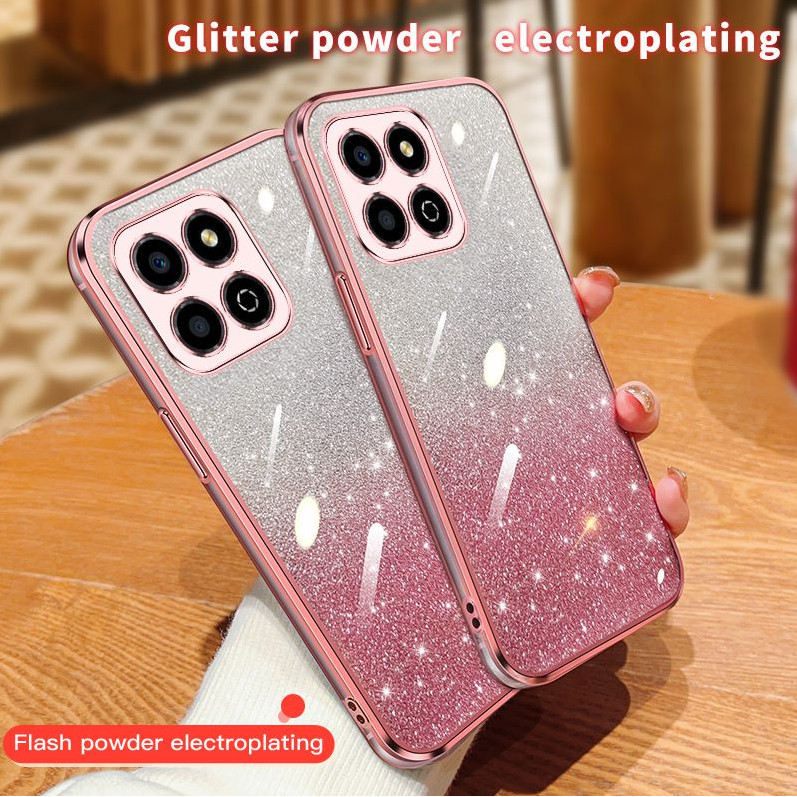 เคส HONOR X8 X6 VNE-N41 VNE-LX1 VNE-LX2 VNE-LX3 Shiny Chameleon Transparent Soft Shell พร้อมสติกเกอร