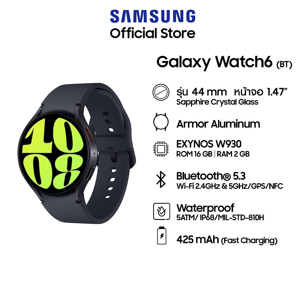 Samsung Galaxy Watch 6 44 มม. Watch 6 สมาร์ทวอทช์ คลาสสิก กันน้ํา บลูทูธ ผู้ชายและผู้หญิง ตรวจสอบการนอนหลับ นาฬิกาจับเวลา สําหรับ iOS Android ปุ่มคู่ โรตารี่ วอลล์เปเปอร์ ที่กําหนดเอง นาฬิกา FCW
