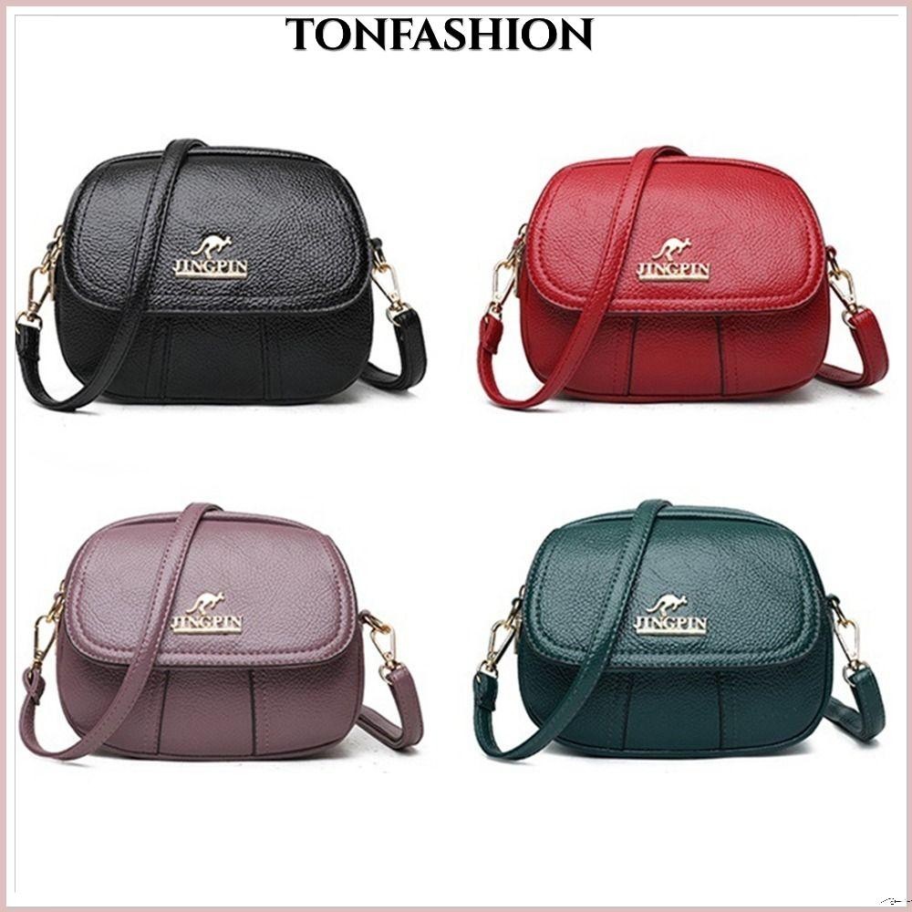 Tonfashion กระเป๋าสะพายไหล่ สะพายข้าง หนัง PU ขนาดเล็ก สีพื้น แฟชั่นสําหรับผู้หญิง