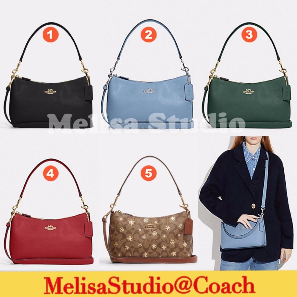 Clara Shoulder Bag CE584 CE586 สีทึบ หนังแท้ ผู้หญิง กระเป๋าสะพายข้าง 
coac h กระเป๋า