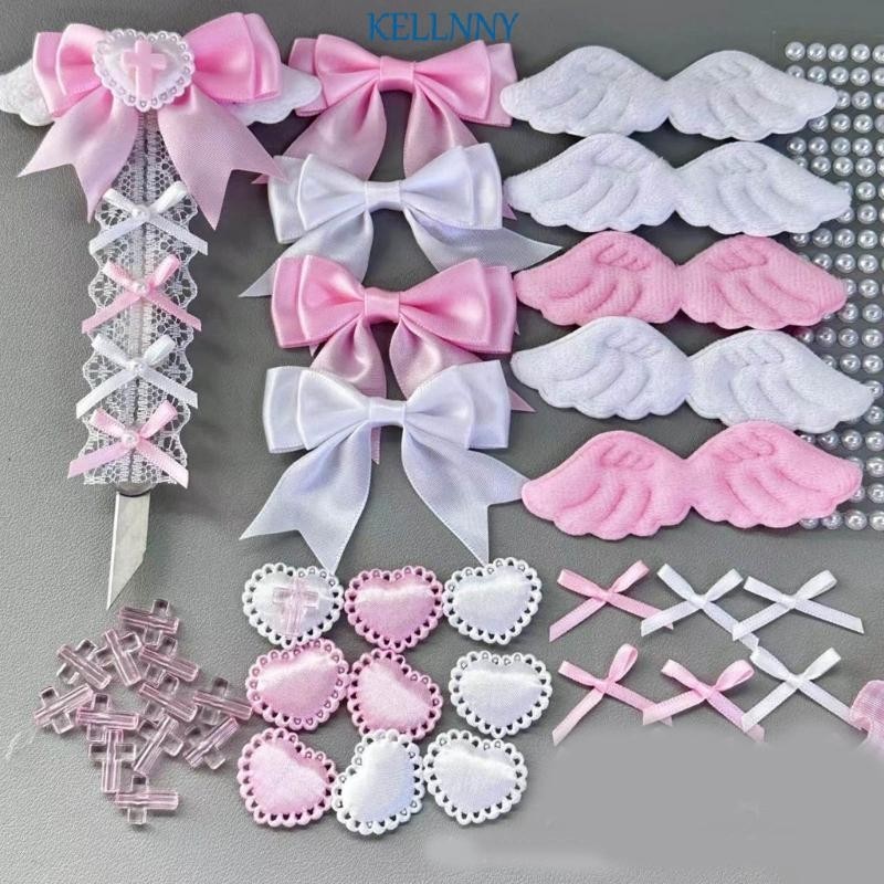 Kellnny ปกใส่โฟโต้การ์ด รูปหัวใจ ประดับโบว์ สีชมพู สีขาว DIY สําหรับตกแต่ง