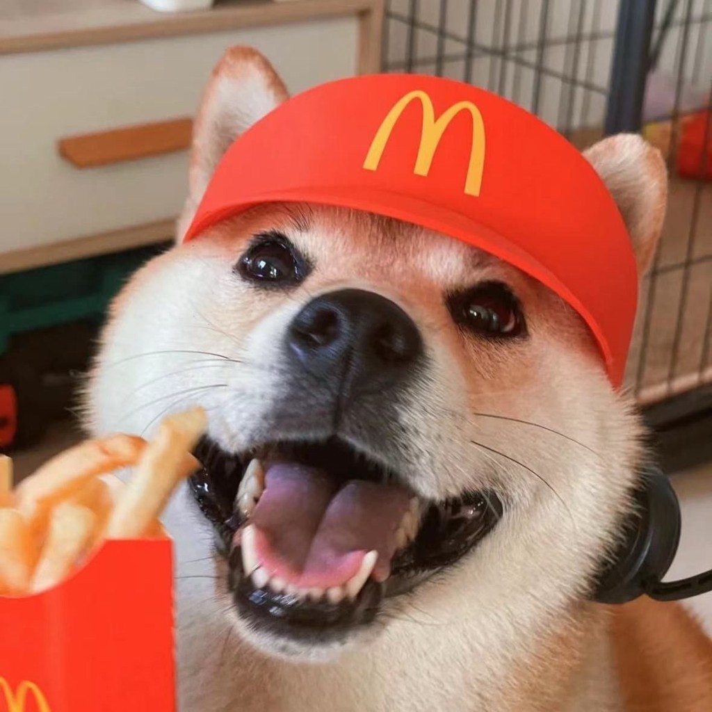 หมวก McDonald's สีแดง ของเล่นบ้านตุ๊กตา ชุดสื่อสาร หมวกกันแดด หมวกแมค แฟนซี cosplay cap