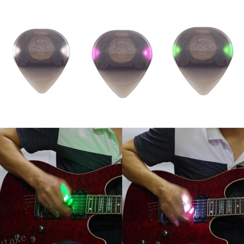 Uki ปิ๊กกีตาร์โฟล์ค เรืองแสง พร้อมไฟ LED สําหรับกีตาร์อะคูสติก