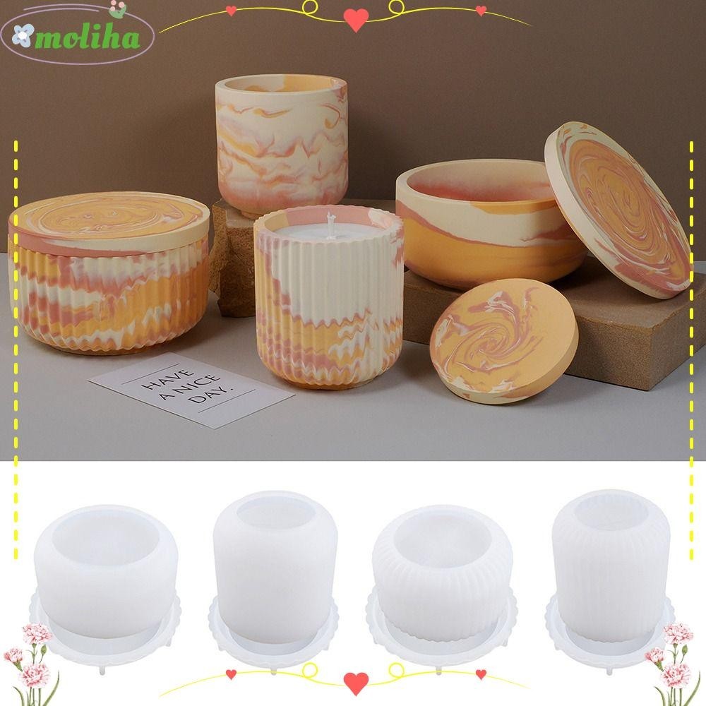 Moliha แม่พิมพ์ซิลิโคนเรซิ่น อีพ็อกซี่ พร้อมฝาปิด สําหรับทําเทียน DIY