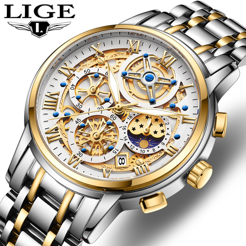 Lige Brand Watch LG8973 นาฬิกาข้อมือควอตซ์แฟชั่น กันน้ํา สําหรับบุรุษ