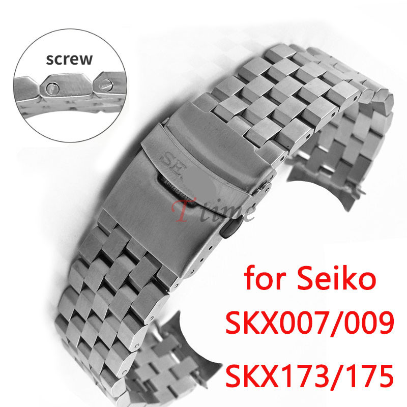 สายนาฬิกาข้อมือ สเตนเลส ทรงโค้ง 20 มม. 22 มม. สําหรับ Seiko SKX007 SKX009 SKX173 SKX175 316L