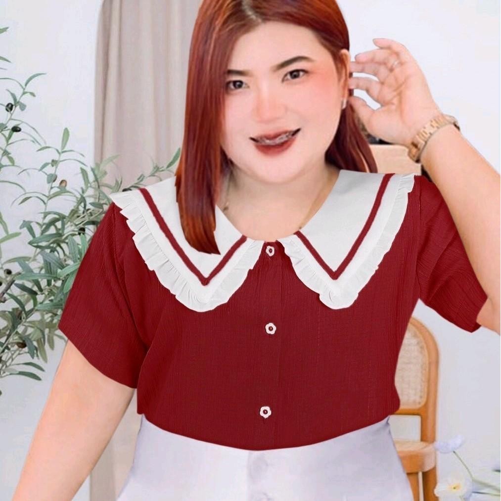 เสื้อผ้าสลาฟนิ่ม คอปกแต่งกุ้น อก 42-48" นิ้ว