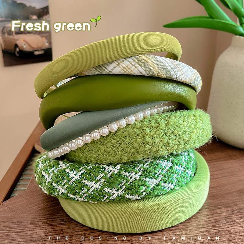 ที่คาดผม สีเขียว ระดับไฮเอนด์ แบบเรียบง่าย แฟชั่นฤดูใบไม้ผลิ และฤดูร้อน สําหรับผู้หญิง