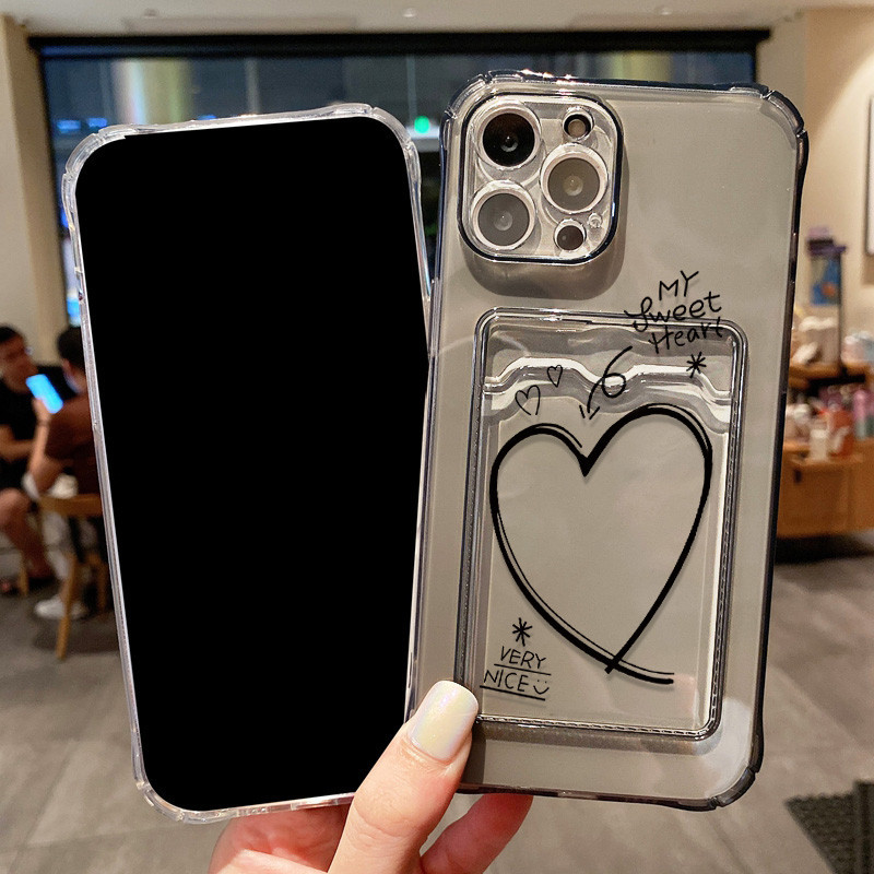 สำหรับไอโฟน 11 เคส พร้อมผู้ถือบัตร 15/11promax/15pro/12/13/14/7plus/7/8/XR/X/XS/XSMAX อ่อนนุ่ม เคสบัมเปอร์ เคสมือถือ