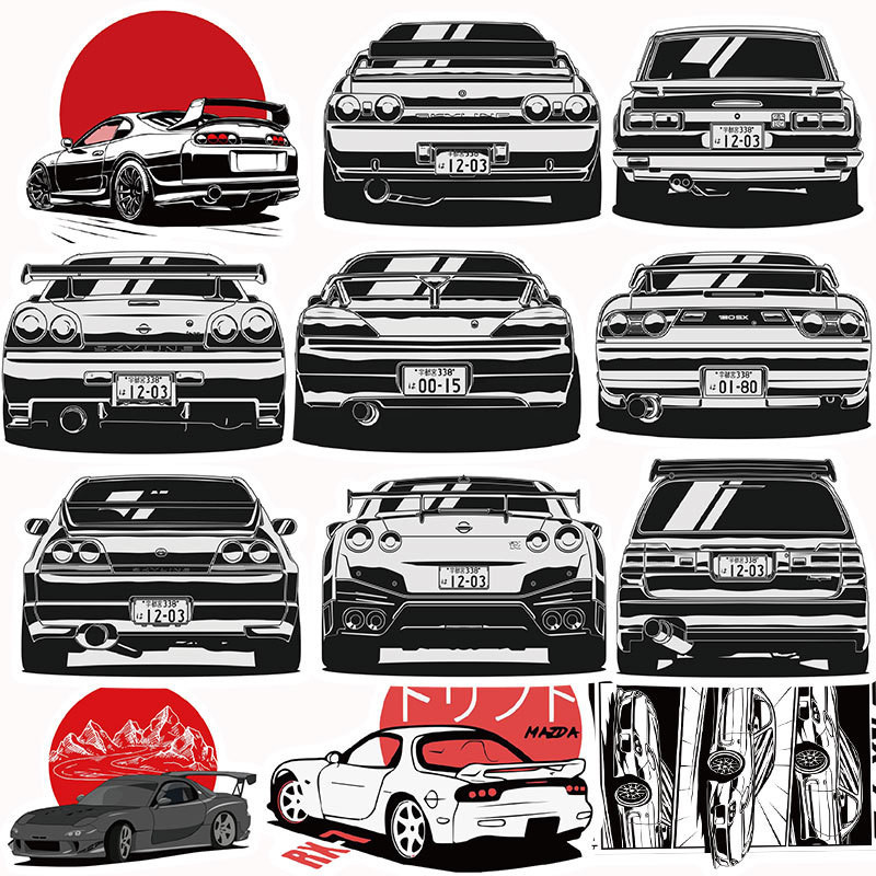 💥พร้อมส่ง💥ป้ายร้าน ญี่ปุ่น คำขวัญ โฆษณา การ์ตูน JDM DIY EVO NSX RX7 AE86 50แผ่น LOGO sticker ดัดแปลง michelin HONDA JAPA