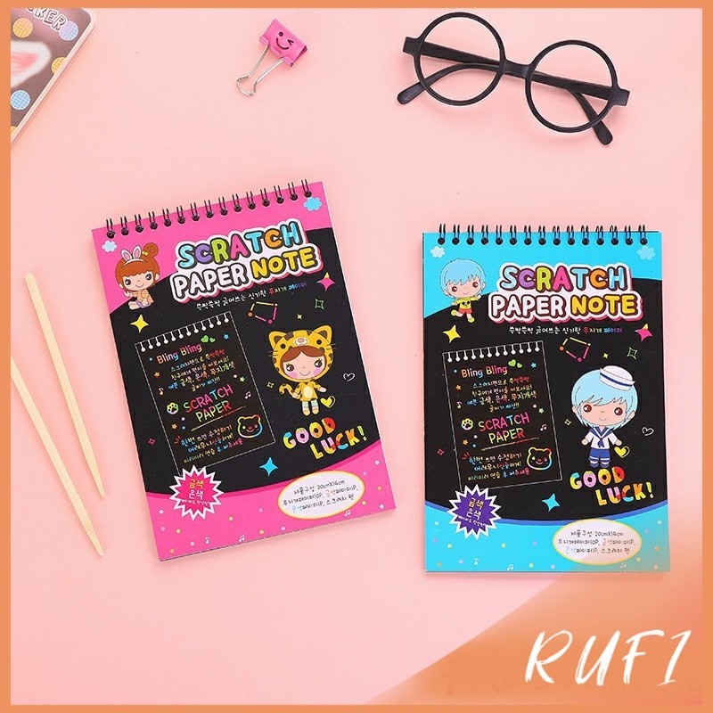 สมุดโน๊ตขูดสีรุ้งเล่มเล็กเกาหลี กระดาษวาดรูปสีสันสดใส พร้อมจัดส่ง children's picture book