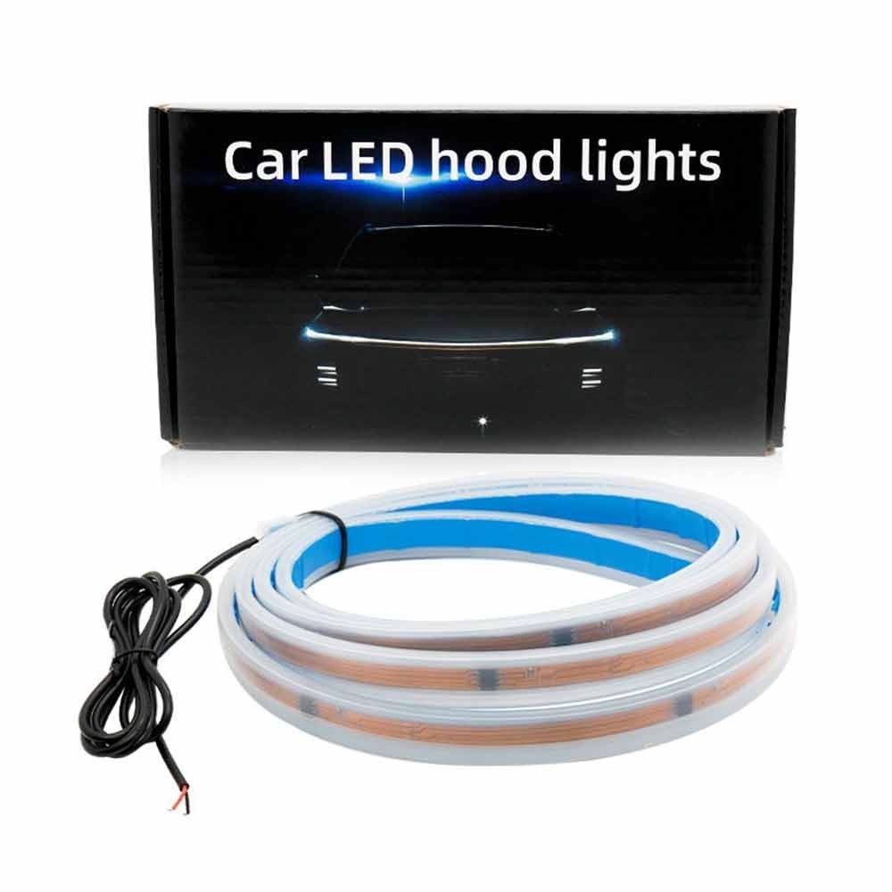 Car Hood Daytime Running Light Strip Waterproof Flexible LED Auto Decorative Atmosphere Lamp Ambient Backlight Universal 12V
