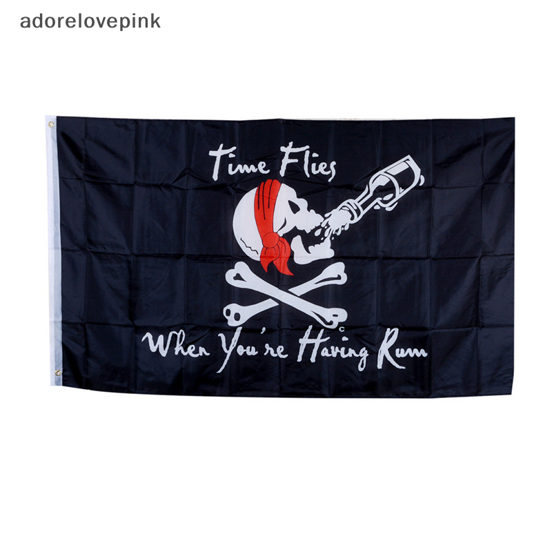 Adorelovepink ธงโจรสลัด ลายหัวกะโหลก Jolly Roger 90*150 ซม. สําหรับตกแต่งปาร์ตี้ฮาโลวีน