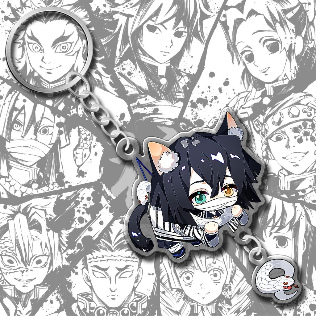 Obanai Chibi Kimetsu ไม่มี Yaiba พวงกุญแจอะนิเมะมังงะของขวัญสําหรับคู่รักเพื่อนครอบครัว