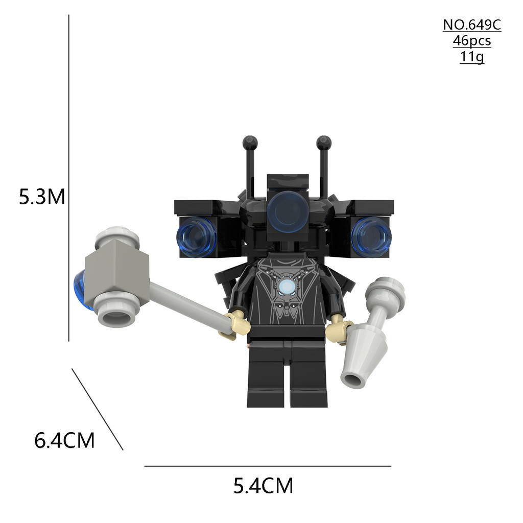 ห้องน้ํา Minifigure Skibidi ห้องน้ําใช้งานร่วมกับ Titan Monitor Audioman TV Man Building Block ของเล่น [B0374] - รูปที่ 4