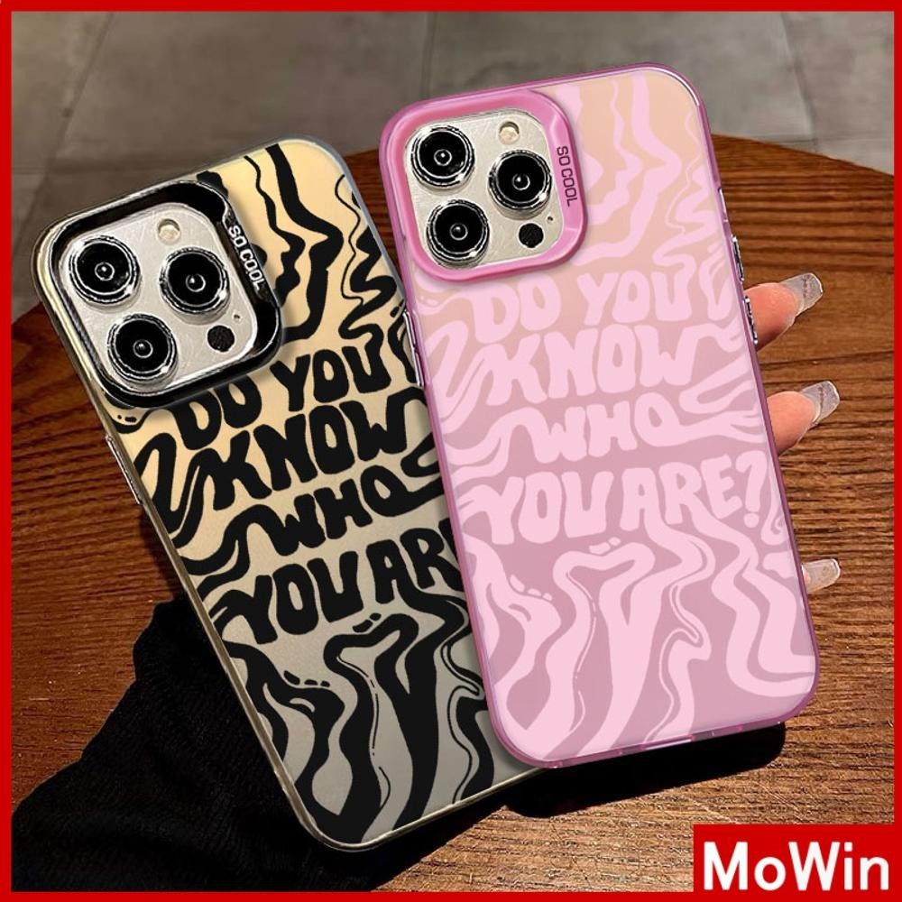 Mowin - สำหรับ iPhone 15 Pro Max iPhone 11 กรณีหรูหรา IMD ชุบเลเซอร์กรอบ TPU นุ่มกระดานแข็ง ภาษาอังกฤษที่ผิดรูป เข้ากันได้กับ iPhone 14 13 12 11 Pro Max Plus XR XS