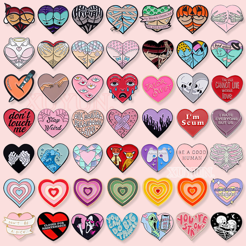 เครื่องประดับ เข็มกลัดโลหะ รูปหัวใจ 100 แบบ สําหรับเพื่อน